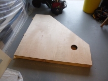 Top with plate attached and drain hole routed out